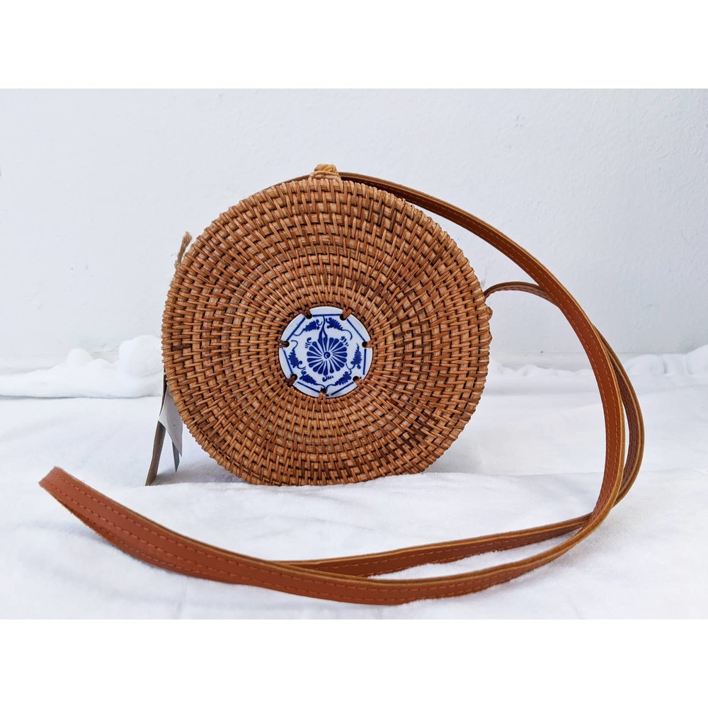 Boho Handmade Round Rattan Straw Shoulder Bag